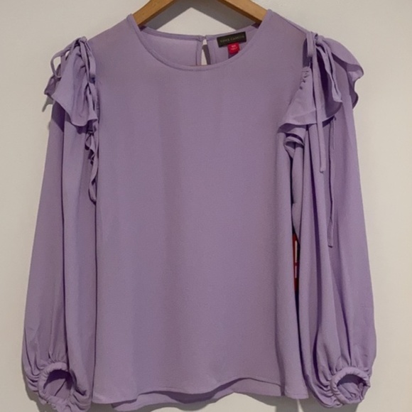 Vince Camuto Flutter Long Sleeve Blouse Size XXS - Lilac Wisteria - Picture 1 of 9